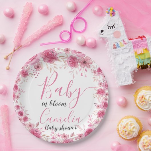 赤面フローラベビーシャワー紙プレート ペーパープレート (パーティー)
