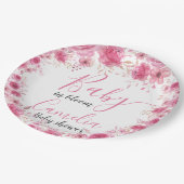 赤面フローラベビーシャワー紙プレート ペーパープレート (アングル)