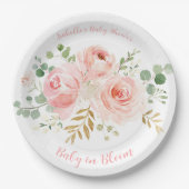 赤面フローラベビーシャワー紙プレート ペーパープレート (正面)