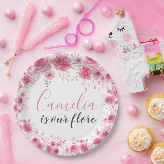 赤面フローラベビーシャワー紙プレート ペーパープレート (パーティー)