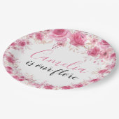 赤面フローラベビーシャワー紙プレート ペーパープレート (アングル)