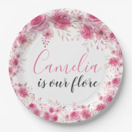 赤面フローラベビーシャワー紙プレート ペーパープレート