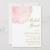 赤面フローラペタル金ゴールドグリッタードットブライダルシャワー 招待状 (正面)