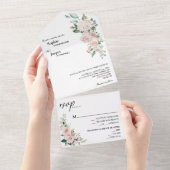 赤面フローラホワイトオールインワン結婚式招待状 オールインワン招待状 (貼ってはがせる)