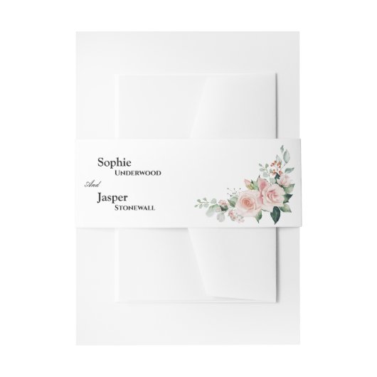 赤面フローラホワイト結婚式招待状ベリーバンド 招待状ベリーバンド (正面例)