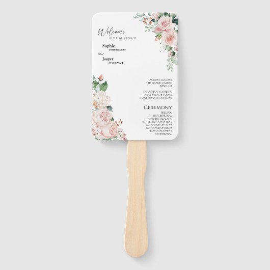 赤面フローラホワイト結婚式 プログラムファン ハンドファン (正面)