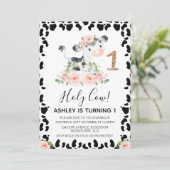 赤面フローラホーリーカウカウカウカプリント1st誕生日 招待状 (スタンド正面)