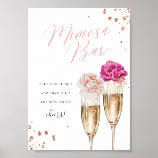 赤面フローラミモサバーブライダルシャワー表記号 ポスター (正面)