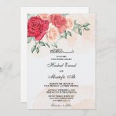 赤面フローラムスリム結婚式招待状 招待状 (正面/裏面)