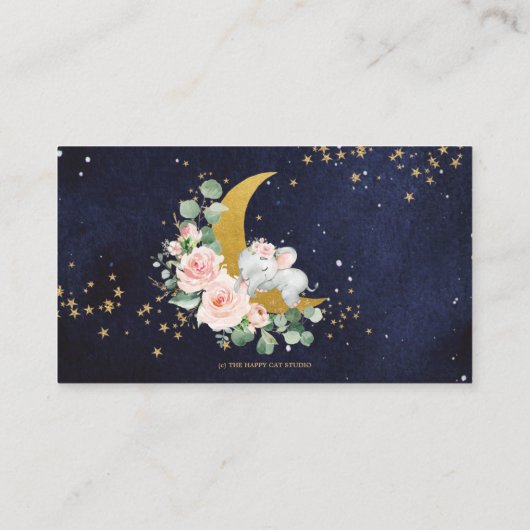 赤面フローラムーンかわいい象の本ベビー エンクロージャーカード (裏面)