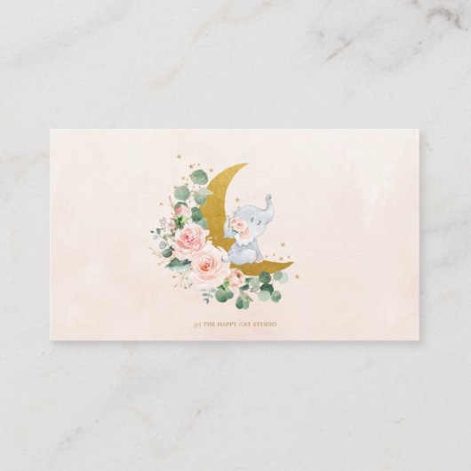 赤面フローラムーンエレファントシャワーブックベビー エンクロージャーカード (裏面)