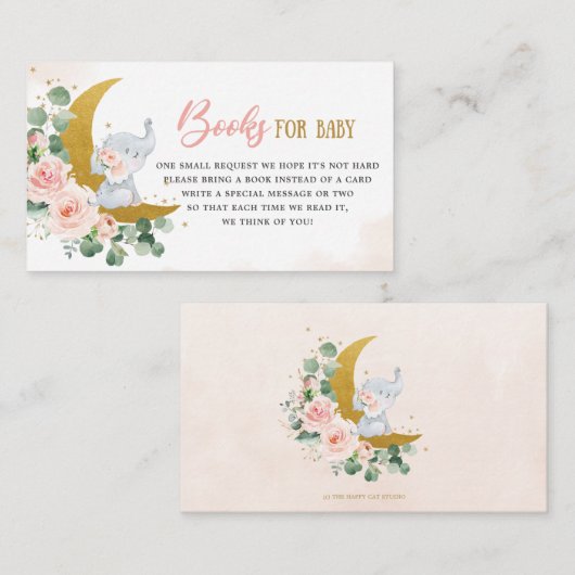 赤面フローラムーンエレファントシャワーブックベビー エンクロージャーカード (正面/裏面)