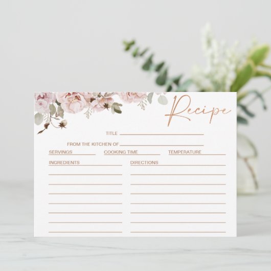 赤面フローラユーカリブライダルシャワーレシピカード 招待状 (スタンド正面)