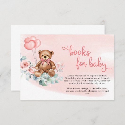 赤面フローラユーカリリーステディベアベビー エンクロージャーカード (正面/裏面)