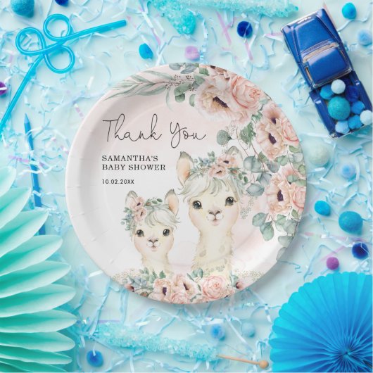 赤面フローララママユーカリプタベビーシャワー ペーパープレート (パーティー)