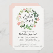 赤面フローラリースブライダルシャワー招待 招待状 (正面/裏面)