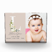 赤面フローラレターLフォトモノグラム誕生統計 フォトブロック (正面)