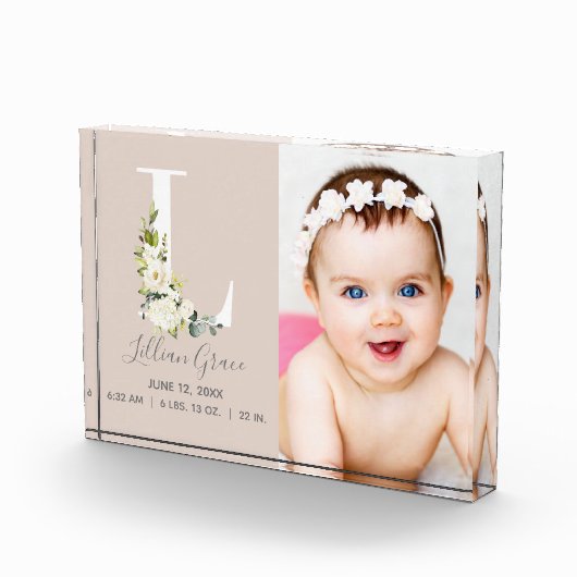 赤面フローラレターLフォトモノグラム誕生統計 フォトブロック (右)