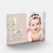 赤面フローラレターLフォトモノグラム誕生統計 フォトブロック (左)