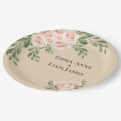 赤面フローラロマンチックエレガントなスクリプト緑 ペーパープレート (アングル)