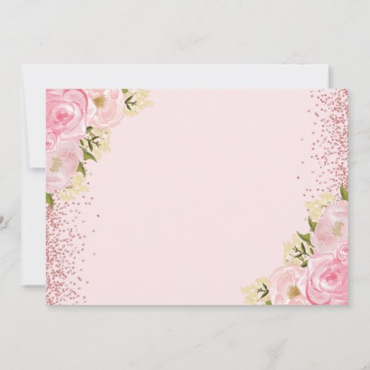 赤面フローラワイルド·サファリ·アニマルズ·ガール1歳の誕生日 招待状 (裏面)