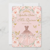 赤面フローラヴィンテージバラ金ゴールドドレスキンセアニラ 招待状 (裏面)