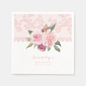 赤面フローラヴィンテージレース赤ちゃんシャワー スタンダードカクテルナプキン (正面)