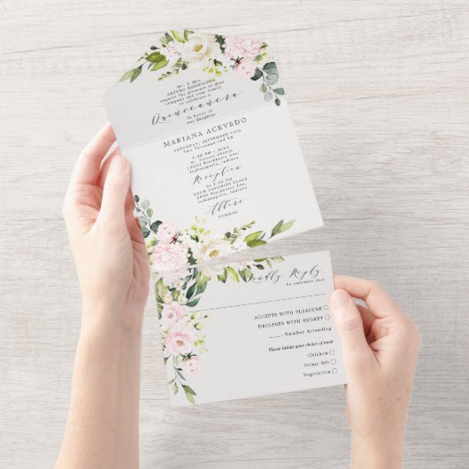 赤面フローラ伝統的文言クインセアニラ オールインワン招待状 (貼ってはがせる)