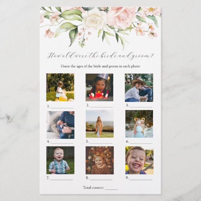 赤面フローラ何歳だったブライダルシャワーゲーム (正面)