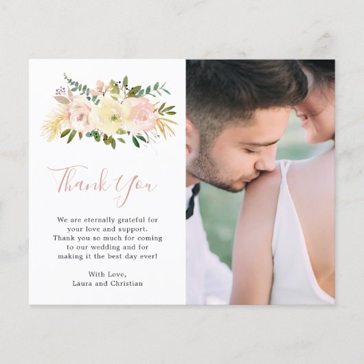 赤面フローラ写真バジェット結婚ズのサンキューカード (正面)