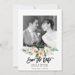 赤面フローラ写真結婚式の日付カードを保存 サンキューカード