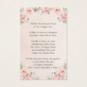 赤面フローラ写真葬儀記念しおり (裏面)