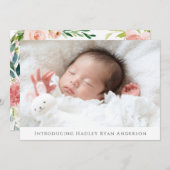 赤面フローラ写真Birth Announcement for Girl 案内状 (正面/裏面)