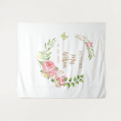 赤面フローラ名ブライダルシャワーフォトバックグラウンド タペストリー (正面(横))