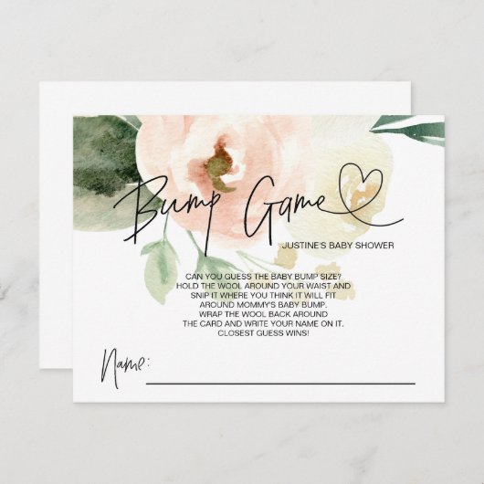 赤面フローラ女の子の赤ちゃんシャワーゲームバンプ推測 エンクロージャーカード (正面/裏面)