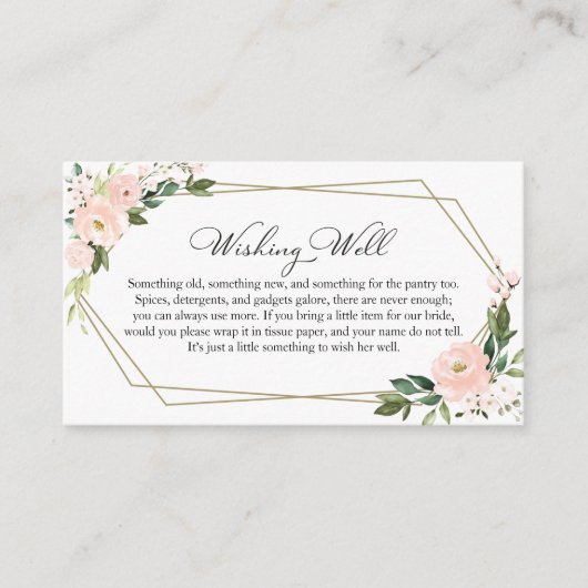 赤面フローラ幾何ブライダルシャワーウィングウェル エンクロージャーカード (正面)