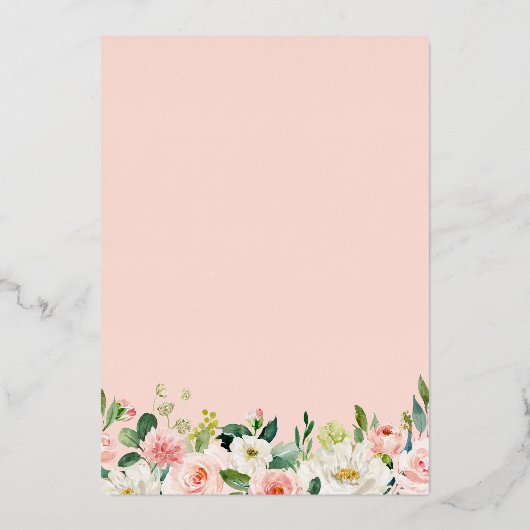 赤面フローラ幾何写真保存実在日 箔招待状 (裏面)