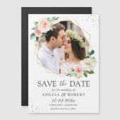 赤面フローラ幾何写真日付磁石を保存 (正面/裏面)