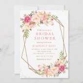 赤面フローラ幾何学ブライダルシャワー 招待状 (正面)