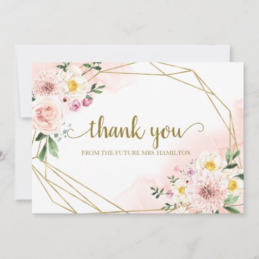 赤面フローラ幾何学的ブライダルシャワーありがとう シーズンカード (正面)