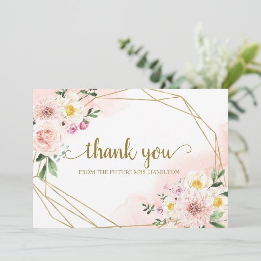 赤面フローラ幾何学的ブライダルシャワーありがとう シーズンカード (スタンド正面)