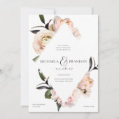 赤面フローラ幾何学的ブライダルシャワー招待 –  招待状 (正面)