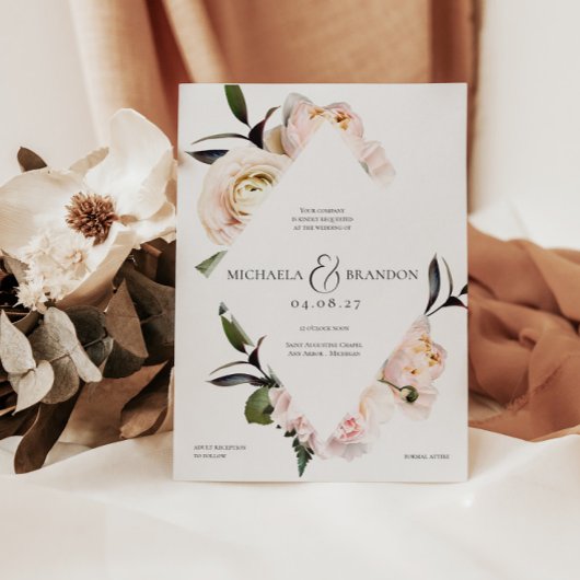 赤面フローラ幾何学的ブライダルシャワー招待 –  招待状