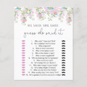 赤面フローラ彼は彼女は推測ゲームカードを言った (正面)