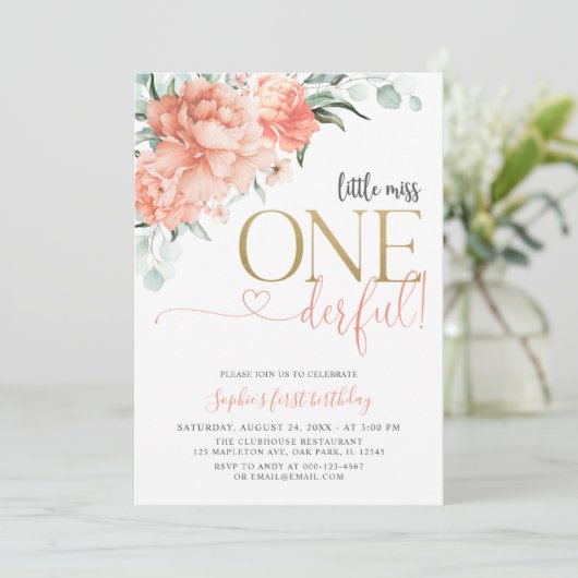 赤面フローラ恋しく思小1歳の誕生日 招待状 (スタンド正面)