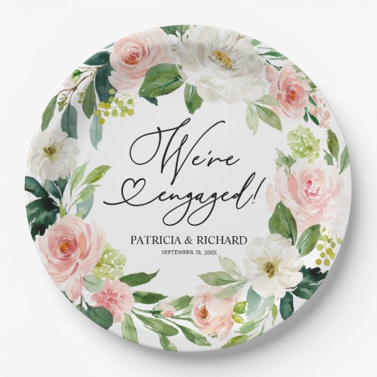 赤面フローラ我々は婚約した婚約パーティ ペーパープレート (正面)