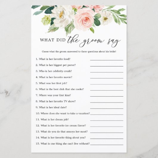 赤面フローラ新郎がゲームカードを言った内容 (正面)