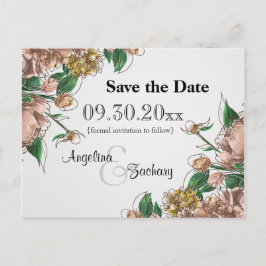 赤面フローラ日付の結婚ポストカードを保存 案内ポストカード