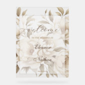 赤面フローラ春結婚夏のウェルカムサイン アクリルサイン (正面)