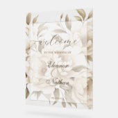 赤面フローラ春結婚夏のウェルカムサイン アクリルサイン (傾斜)